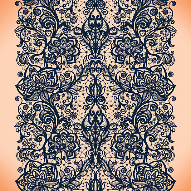 Abstract seamless lace pattern with flowers. Abstract seamless lace pattern with flowers. Infinitely wallpaper, decoration for your design, lingerie and jewelry. Your invitation cards, wallpaper, and more. black lace stock illustrations