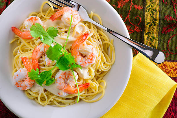 istock Spaghetti with Prawn and Cream Sauce 498019700