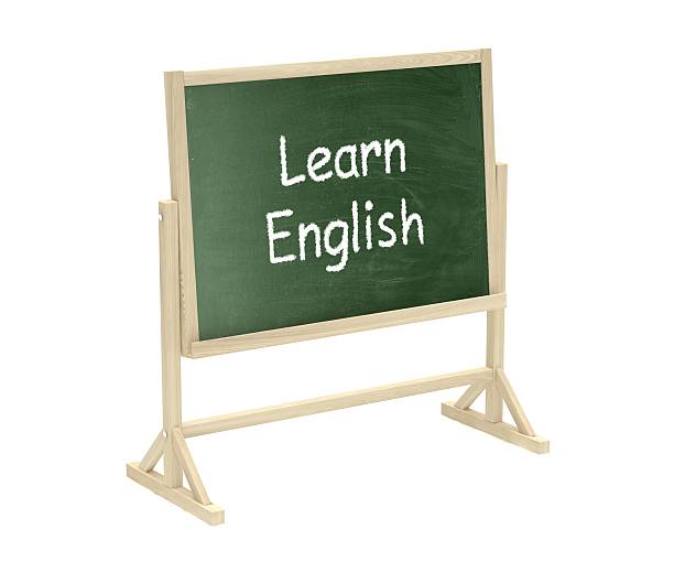 istock Learn English concept. Blackboard, chalkboard isolated on white 498020412