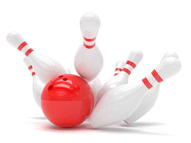 istock Bowling ball and skittles isolated 498020782