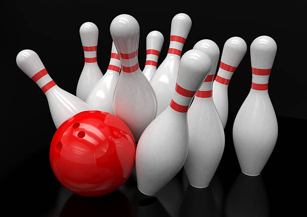 istock Bowling ball and skittles isolated 498020808
