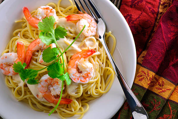 istock Spaghetti with Prawn and Cream Sauce 498021126