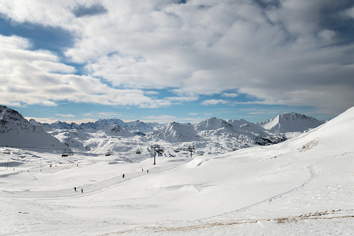 Winter mountain ski resort panorama
