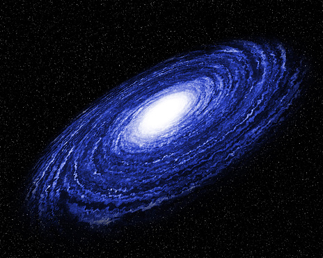 A beautiful spiral galaxy in created.