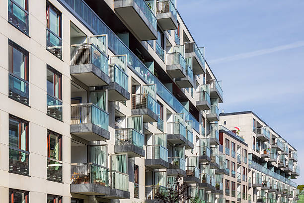 istock Modern complex of white apartment buildings, Warsaw 498023798