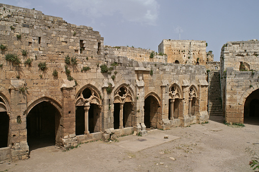 Interior of crusaders castle Krak des Chevaliers near Homs in Syria