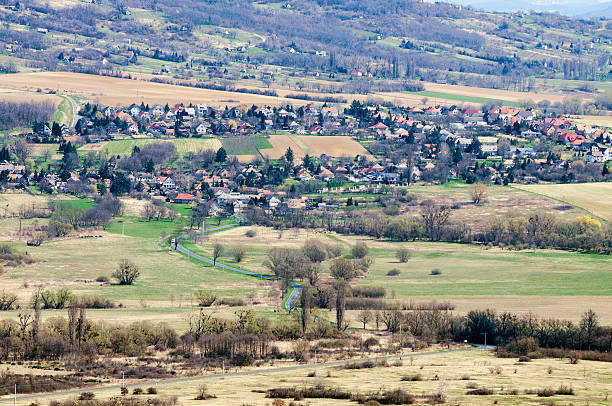 istock Sunny small village landscape from slightly above 498024856