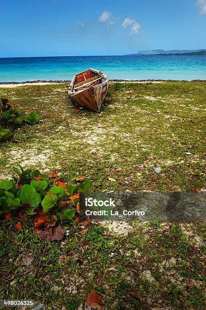 Old Fishing Boat On The Beach In Playa Rincon Samana Stock Photo - Download Image Now