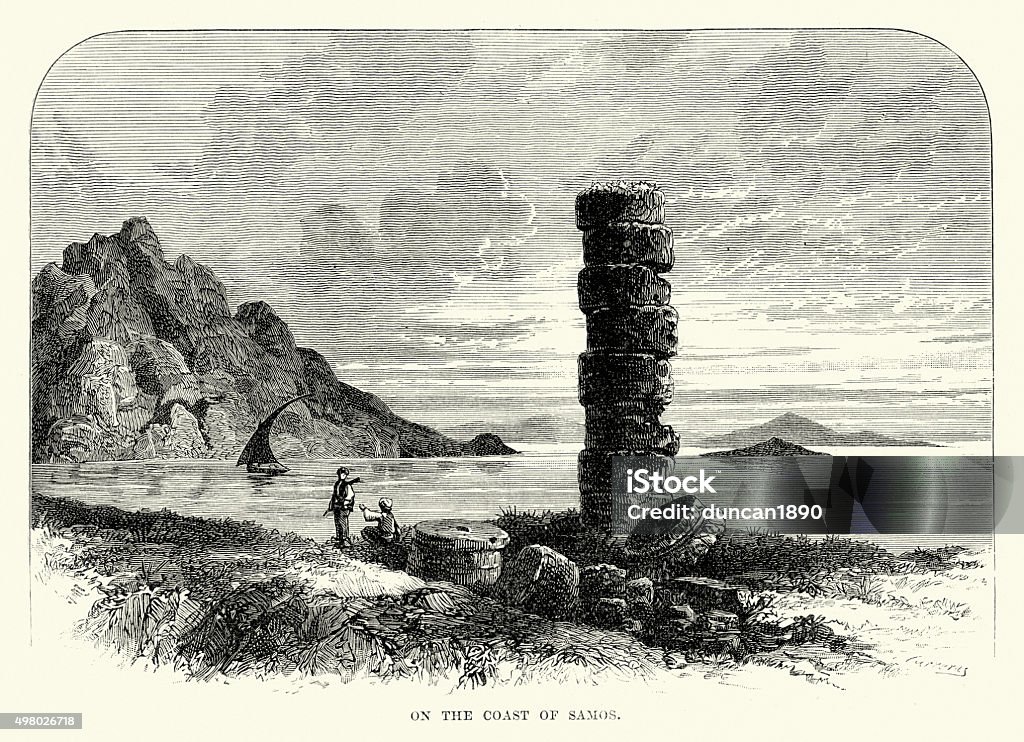 Samos Old Ancient Greece Coast Of Samos Stock Illustration - Download Image Now ...