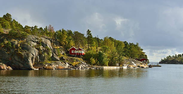istock Red house on a rocky island. Helsinki 498026824