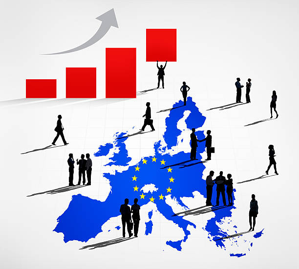 istock Business People On A Blue Cartography Of EU 498029965