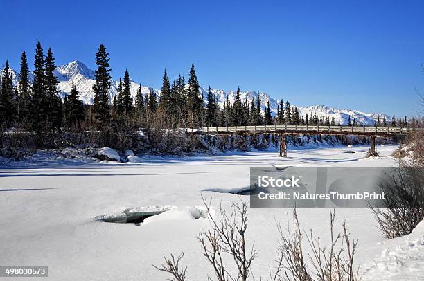 Bridge Over Frozen Water Stock Photo - Download Image Now - Alaska - US State, Barren, Beauty In Nature