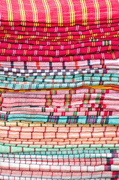 istock Heap cloth fabrics at  market in India 498032149