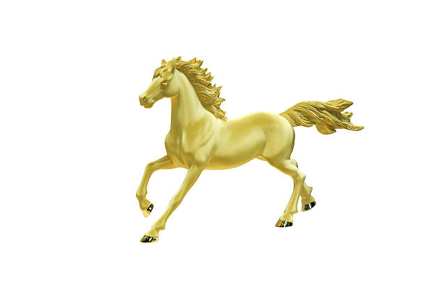 istock Golden horse statue isolated on white background 498048085