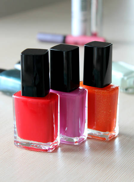istock Set of three colourful nail polishes 498048271