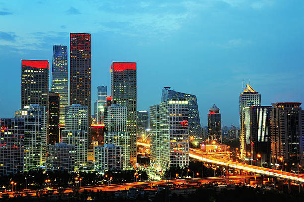 istock beijing after sunset-night scene of CBD 498049019