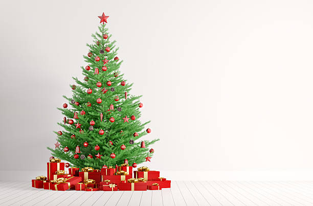 istock Interior of white room with christmas tree 3d render 498049806