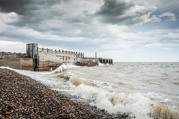A stormy day at the beach in Rye, Kent, England