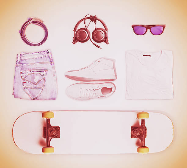 istock Skateboard and wear accesories set 498050696