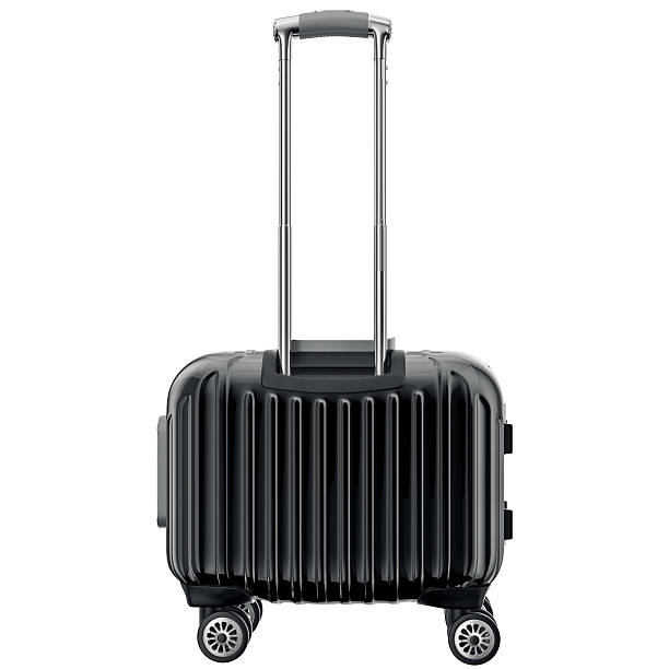 istock Travel luggage black, back view 498052578
