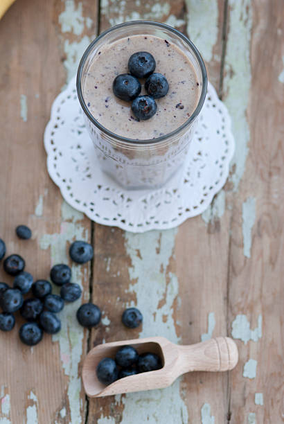 istock Delicious Blueberry and Banana smoothie for breakfast 498052589