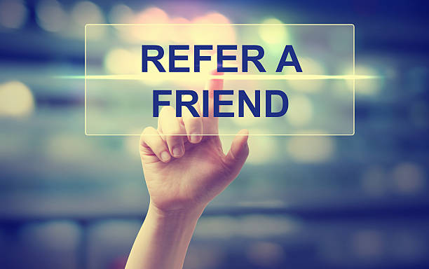 istock Hand pressing  Refer A Friend 498053050