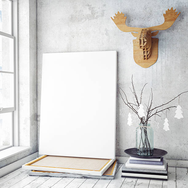 istock mock up poster frame in hipster interior background,christamas decoration, 498053716