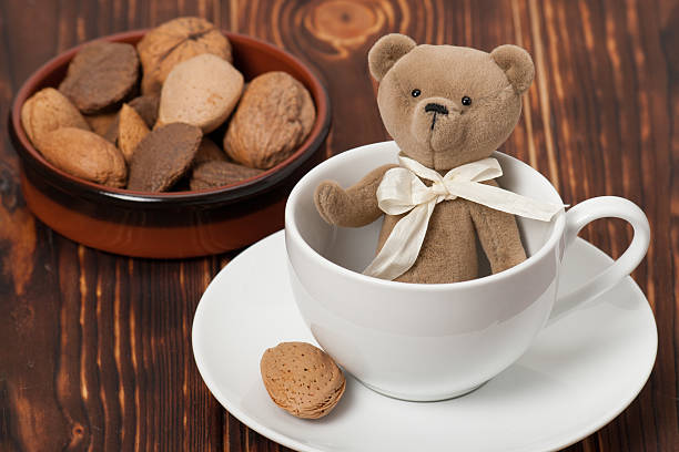 Handmade Bear Soft Toy In Cup. Traditional Teddy Style. Assorted
