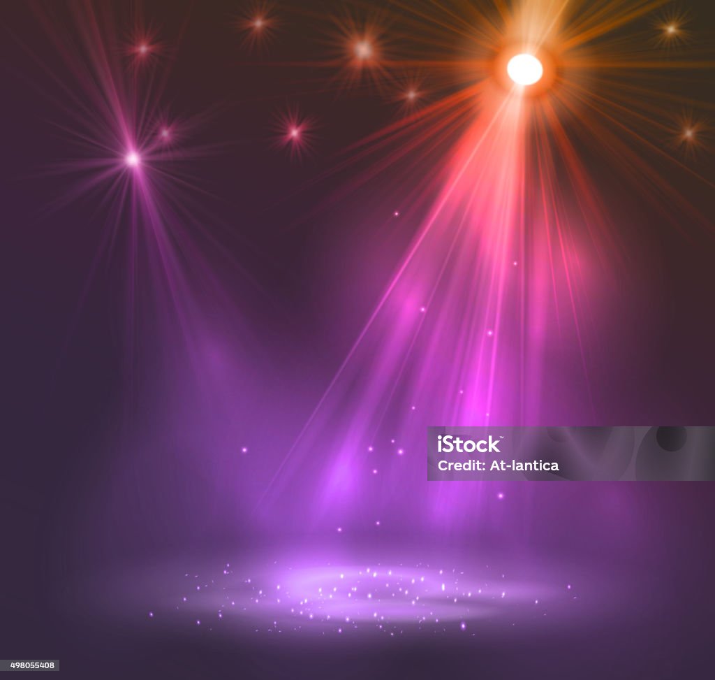 Spotlight on stage with smoke and   light Spotlight on stage with smoke and   light. Vector illustration. 2015 stock vector