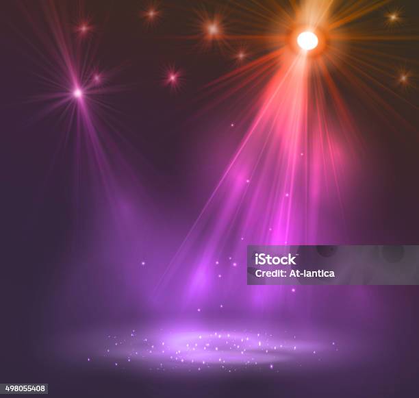 Spotlight On Stage With Smoke And Light Stock Illustration - Download Image Now - 2015, Backdrop - Artificial Scene, Backgrounds