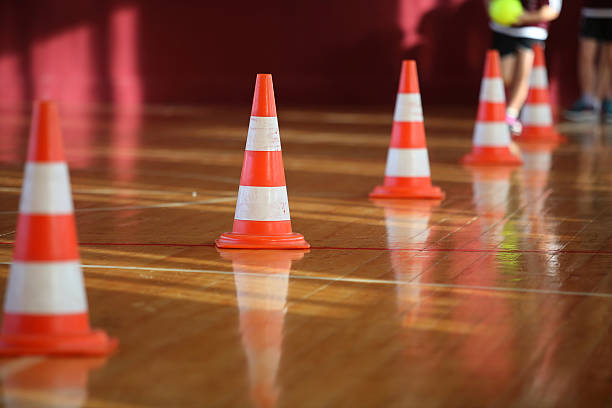 istock Active sport games. Sport relay. Cones 498056266