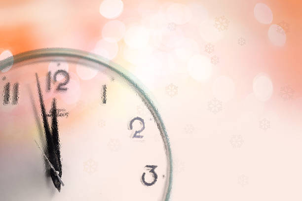 istock Christmas at midnight - Old clock with Lovely Bokeh Light. 498057020
