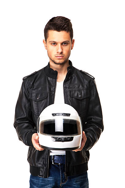 istock Motorcycle rider with  helmet 498057026