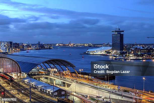 Amsterdam Waterfront Netherlands Stock Photo - Download Image Now - Amsterdam, Urban Skyline, Harbor