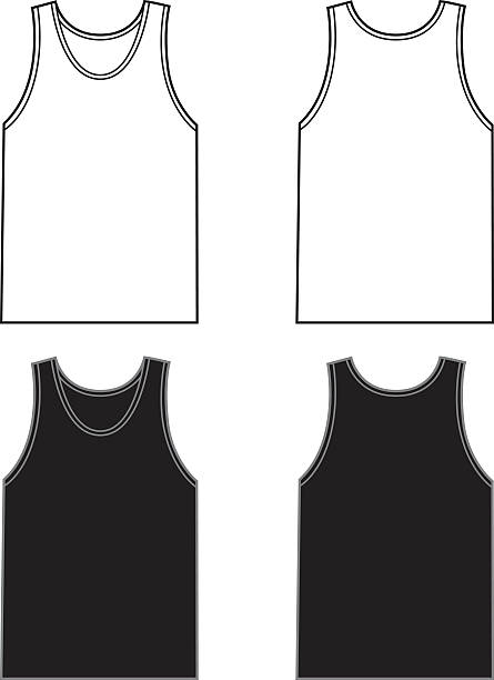 White And Black Tank Tops Vector illustration of black and white sleeveless t-shirts   front and back. Great templates for a logo or artwork. sleeveless top stock illustrations