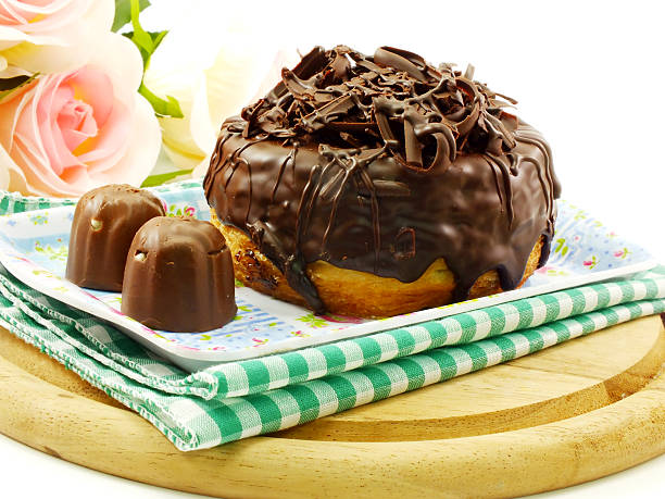 donut-cronut with chocolate flavor selective focus delicious sweet dessert