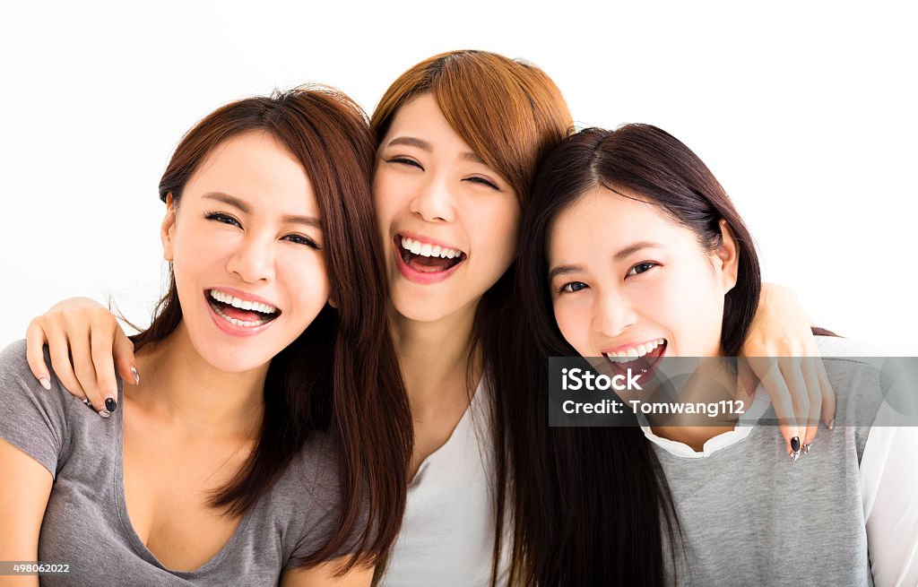 Nahaufnahme der glückliche junge Frauen Gesichter Blick in die Kamera - Lizenzfrei Asien Stock-Foto
