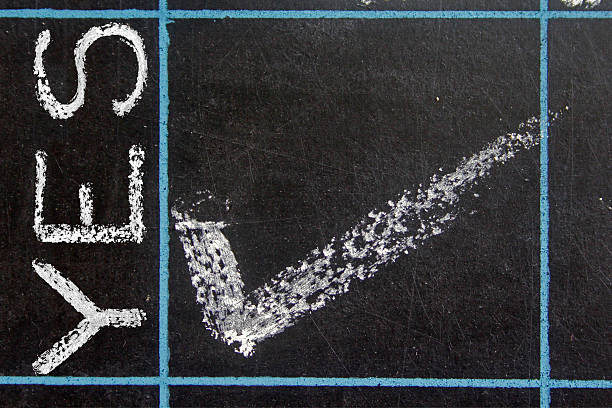 yes word handwritten on black chalkboard