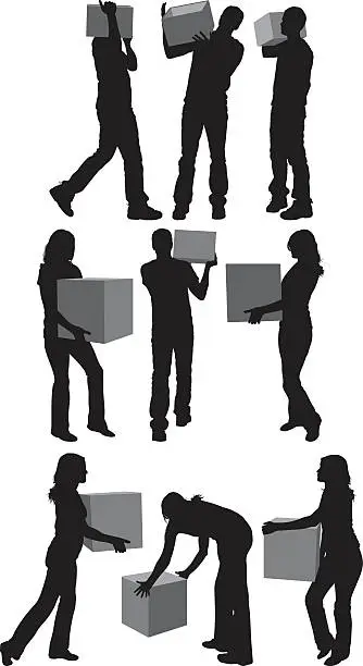 Vector illustration of People holding box