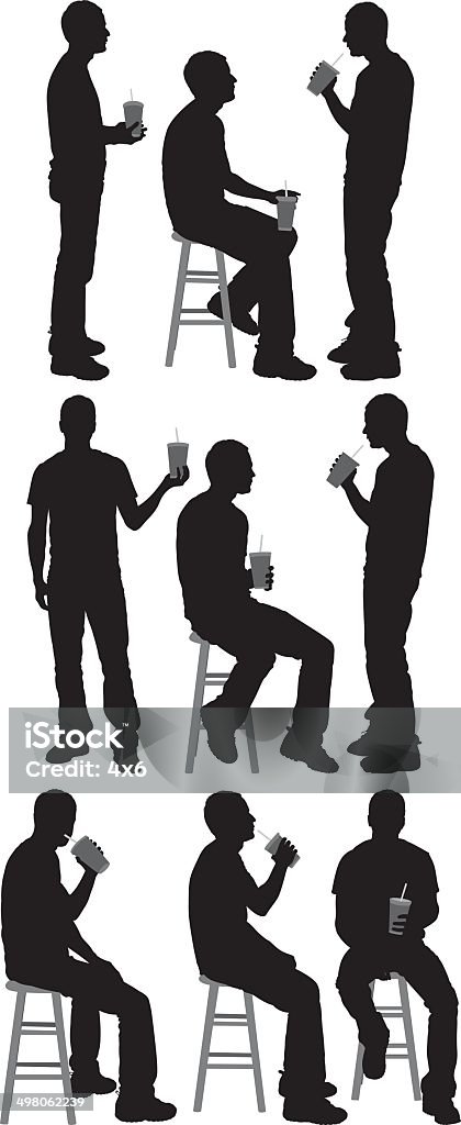 Człowiek pije - Grafika wektorowa royalty-free (Ludzie)