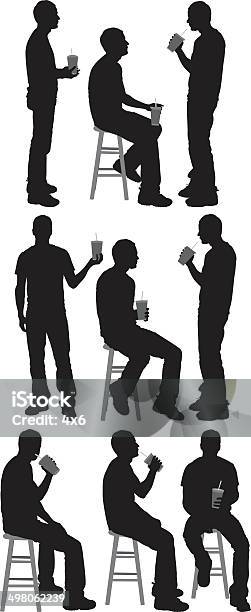 Człowiek Pije - Stockowe grafiki wektorowe i więcej obrazów Ludzie - Ludzie, Pić, Jedna osoba