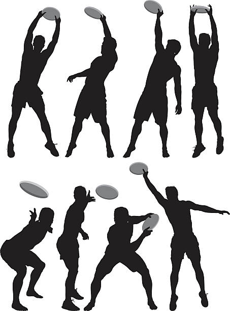 frisbee player - muscular build white background men shirtless stock illustrations