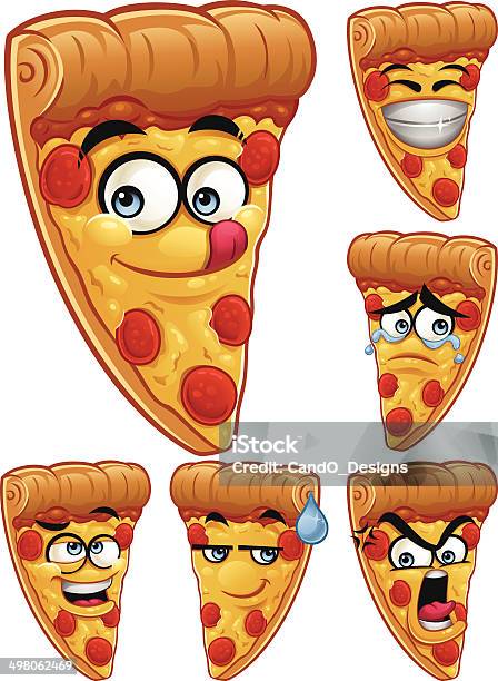 Pizza Comicset Stock Vektor Art und mehr Bilder von Pizza - Pizza, Weinen, Charakterkopf