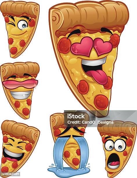 Pizza Cartoon Set Stock Illustration - Download Image Now - Laughing, Teardrop, Pizza