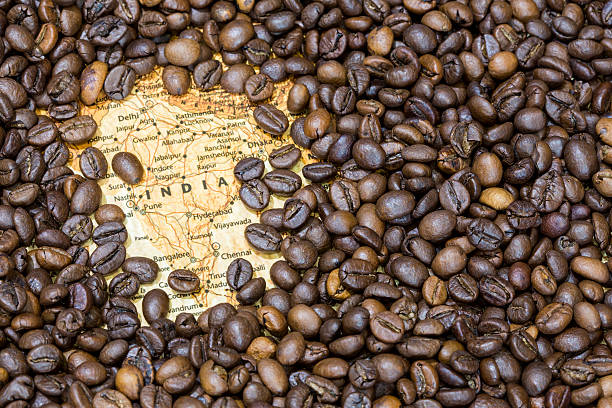 3D Coffee Beans Shaped Like Brazil Country Map Isolated on Whtie Background With Clipping Path