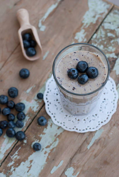 istock Delicious Blueberry and Banana smoothie for breakfast 498063317