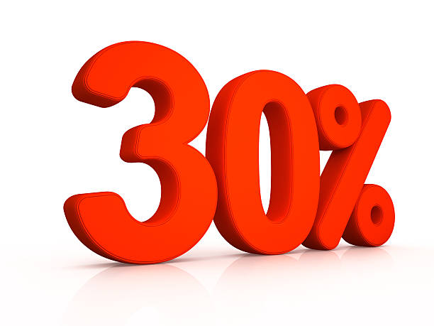 istock thirty percent simbol on white background 498063645