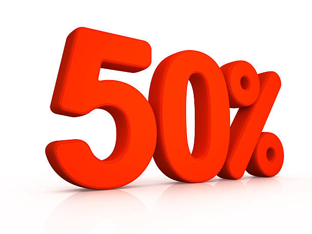 istock Fifty percent simbol on white background 498063649