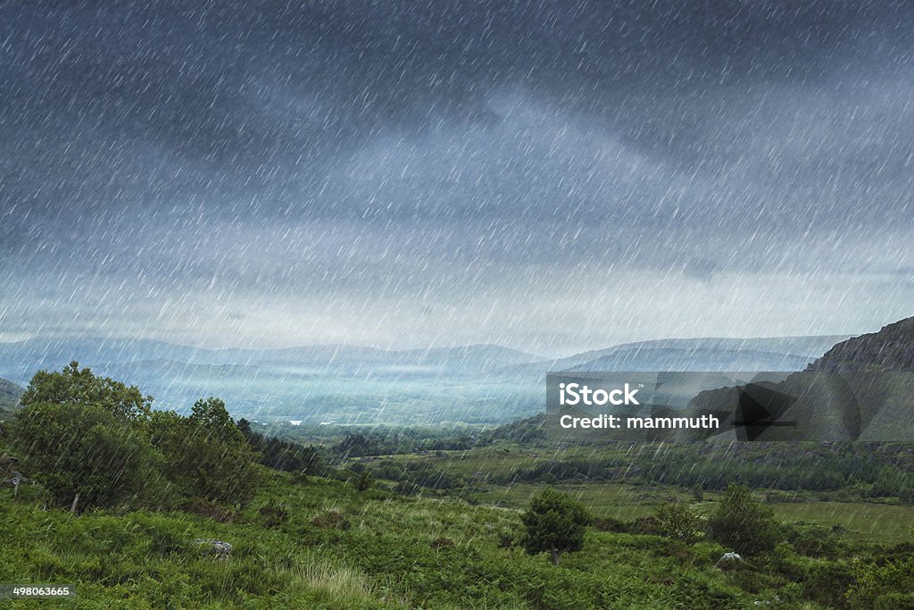 rainy landscape rainy day in Ireland Rain Stock Photo