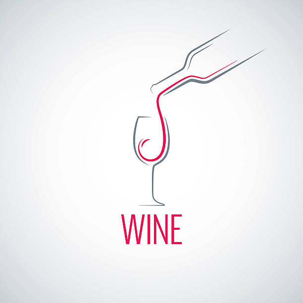 illustrations, cliparts, dessins animés et icônes de concept fond de verre de vin de la carte - silhouette wine retro revival wine bottle